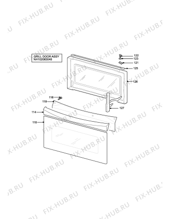 Взрыв-схема плиты (духовки) Zanussi Electrolux ZCG7691XL - Схема узла H10 Grill door assy